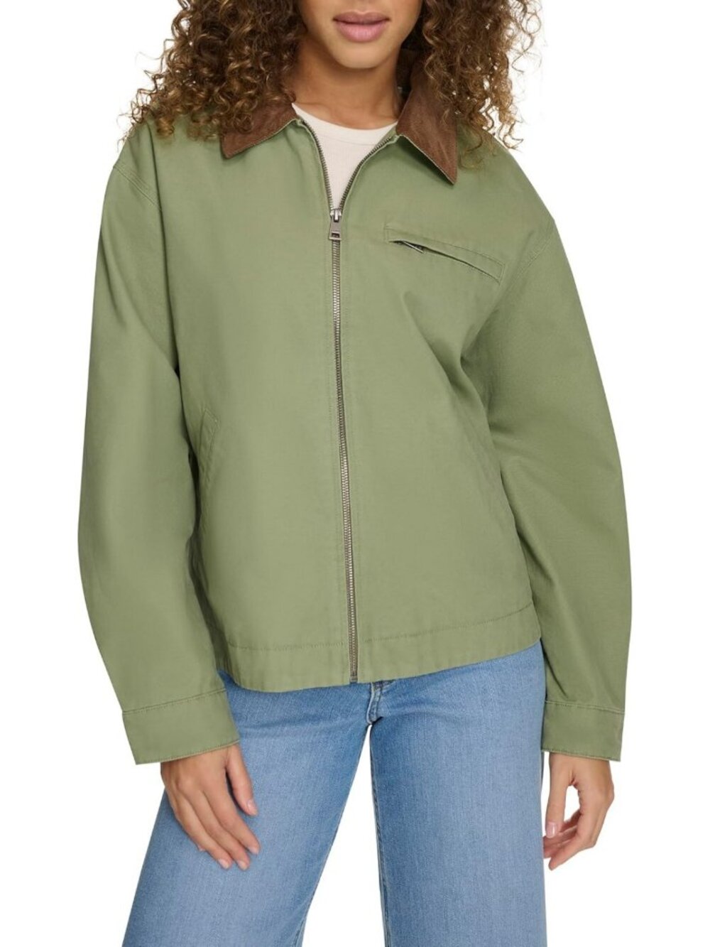 Stylish Women's Zip Up Utility Jacket with Collar - Perfect for Layering